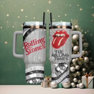 Rolling Stones Silver Rhinestone Tumbler with Handle