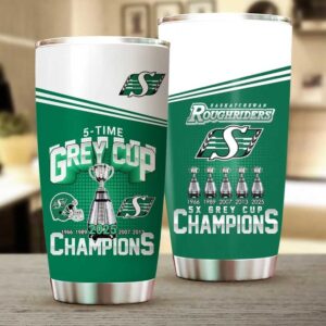 Saskatchewan Roughriders 5 Time Grey Cup Champions Tumbler Saskatchewan Roughriders 5 Time Grey Cup Champions Tumbler