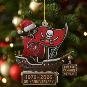 Tampa Bay Buccaneers 50th Anniversary Pirate Ship Christmas Ornament
