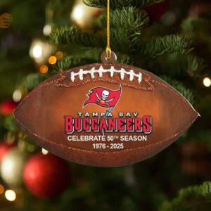 Tampa Bay Buccaneers 50th Season 1976 2025 Commemorative Football Ornament