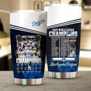 Two Time Champs Los Angeles Dodgers 2024 & 2025 World Series Commemorative Tumbler