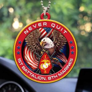 USMC 1st Battalion, 8th Marines Unit Emblem Car Hanging Ornament