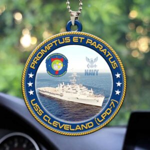 USS Cleveland (LPD 7) Promptus Et Paratus Ship Motto Hanging Ornament