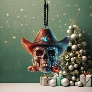 Western Bling Skull & Hat Car Hanging Ornament