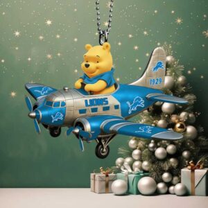 Winnie the Pooh Detroit Lions Pilot Airplane Hanging Ornament