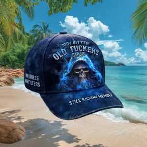 100% Bitter Old Fuckers Club Blue Flame Reaper Hat Still Kicking Member