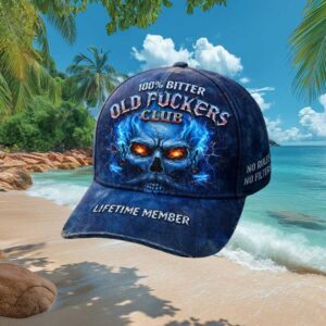 100% Bitter Old Fuckers Club Blue Lightning Skeleton Lifetime Member Hat