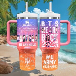 BTS We Are Back 2025 Festa Pink & Blue Gradient Army Tumbler Wrap