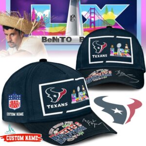Bad Bunny Benito Bowl Houston Texans Custom Name Cap