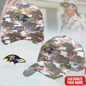 Baltimore Ravens Pink Camouflage I Am A Vet Cap