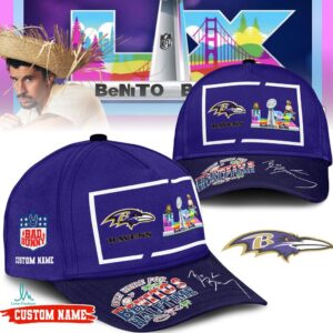 Baltimore Ravens Super Bowl XLVII Bad Bunny Custom Baseball Cap