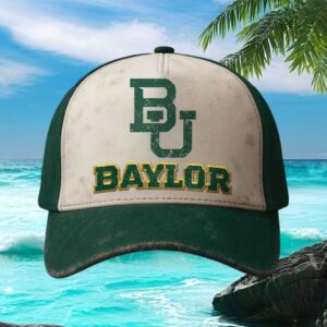 Baylor University Vintage Style Baseball Cap Green and Cream