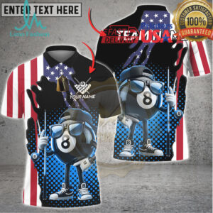 Billiard 8 Ball Street Style USA Flag Multicolor Options Personalized Name, Team Name 3D Shirt