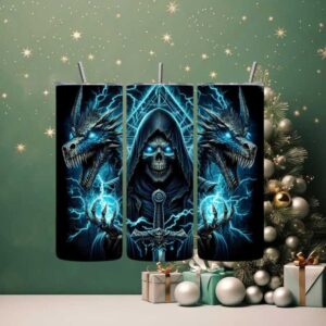 Blue Lightning Necromancer Seamless Tumbler Design