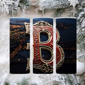 Bold Red & Silver Monogram Tumbler