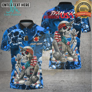 Bowling American Patriot Skeleton Cigar Art Multi Options Personalized Name, Team Name Unisex 3D Shirt
