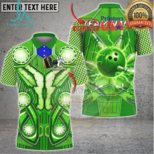 Bowling Armor Tech Lightning Strike Multicolor Options Personalized Name, Team Name 3D Shirt