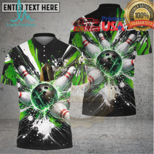 Bowling Ball Electric Strike Explosion Multicolor Options Personalized Name, Team Name 3D Shirt