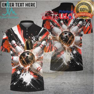 Bowling Ball Electric Strike Explosion Multicolor Options Personalized Name, Team Name 3D Shirt