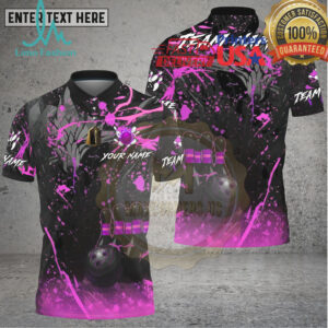 Bowling Black Gold Flame Splash Bowling Ball League Style Multi Options Personalized Name, Team Name Unisex 3D Shirt
