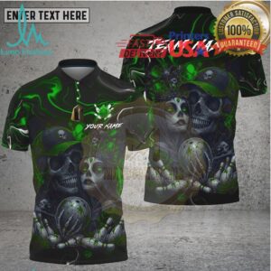 Bowling Bloody Skull Couple Horror Art Multi Options Personalized Name, Team Name Unisex 3D Shirt