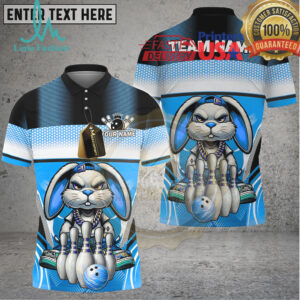 Bowling Bunny Gangster Style Cartoon Graphic Multicolor Options Personalized Name, Team Name 3D Shirt