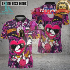 Bowling Cool Heart Graffiti Character Multicolor Options Personalized Name, Team Name 3D Shirt Bowling Cool Heart Graffiti Character Multicolor Options Personalized Name, Team Name 3D Shirt