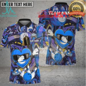 Bowling Cool Heart Graffiti Character Multicolor Options Personalized Name, Team Name 3D Shirt