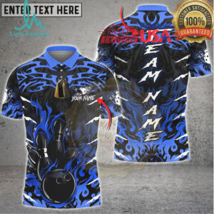 Bowling Dark Flame Bowling Strike Style Multi Options Personalized Name, Team Name Unisex 3D Shirt