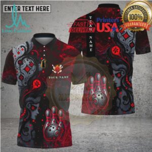 Bowling Dark Gothic Red Flame Pin & Ball Multi Options Personalized Name, Team Name Unisex 3D Shirt Bowling Dark Gothic Red Flame Pin & Ball Multi Options Personalized Name, Team Name Unisex 3D Shirt