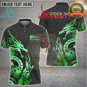 Bowling Dragon Strike Golden Tribal Multi Options Personalized Name, Team Name Unisex 3D Shirt