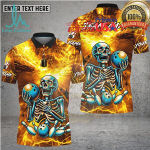 Bowling Electric Gold Lightning Skeleton Art Multi Options Personalized Name, Team Name Unisex 3D Shirt Bowling Electric Gold Lightning Skeleton Art Multi Options Personalized Name, Team Name Unisex 3D Shirt