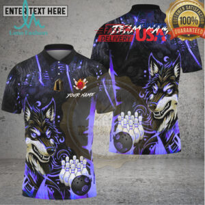 Bowling Fierce Wolf Neon Art Multi Options Personalized Name, Team Name Unisex 3D Shirt