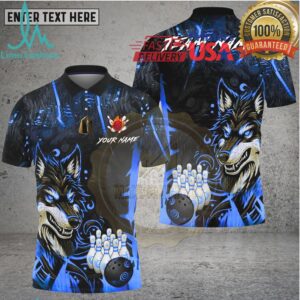 Bowling Fierce Wolf Neon Art Multi Options Personalized Name, Team Name Unisex 3D Shirt