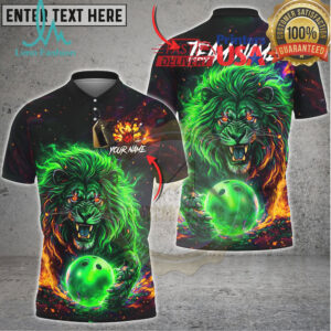 Bowling Fire Lion Power Art Multicolor Options Personalized Name, Team Name 3D Shirt