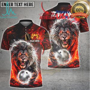 Bowling Fire Lion Power Art Multicolor Options Personalized Name, Team Name 3D Shirt