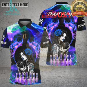 Bowling Flaming Phoenix Fire Trail Bowling Ball Mystic Style Multi Options Personalized Name, Team Name Unisex 3D Shirt