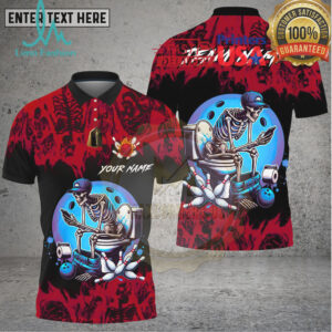Bowling Funny Skeleton Toilet Humor Art Multi Options Personalized Name, Team Name Unisex 3D Shirt