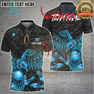 Bowling Golden Eagle Strike Art Multi Options Personalized Name, Team Name Unisex 3D Shirt