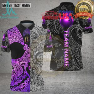 Bowling Golden King Crown Paisley Tribal Style Multi Options Personalized Name, Team Name Unisex 3D Shirt