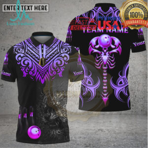 Bowling Golden Scorpion Tribal Power Style Multi Options Personalized Name, Team Name Unisex 3D Shirt