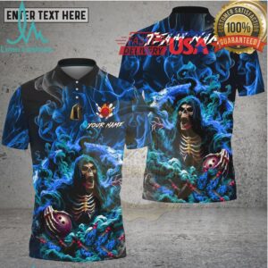 Bowling Grim Reaper Smoke Multi Options Personalized Name, Team Name Unisex 3D Shirt