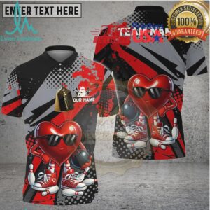Bowling Heart Character Cool Sunglasses Graphic Multicolor Options Personalized Name, Team Name 3D Shirt