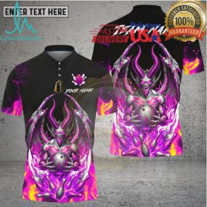 Bowling Hellfire Demon Skull Flame Art Multi Options Personalized Name, Team Name Unisex 3D Shirt