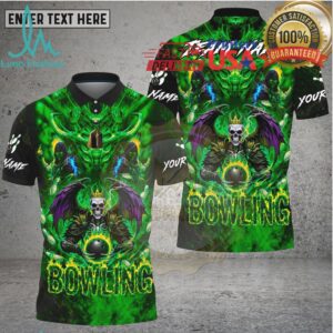 Bowling Hellfire Skull King Demon Art Multi Options Personalized Name, Team Name Unisex 3D Shirt