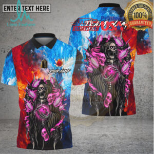 Bowling Ice Fire Grim Reaper Skull Art Multi Options Personalized Name, Team Name Unisex 3D Shirt
