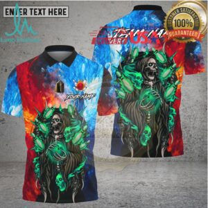 Bowling Ice Fire Grim Reaper Skull Art Multi Options Personalized Name, Team Name Unisex 3D Shirt