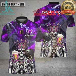 Bowling King Skull Royal Pub Style Multi Options Personalized Name, Team Name Unisex 3D Shirt