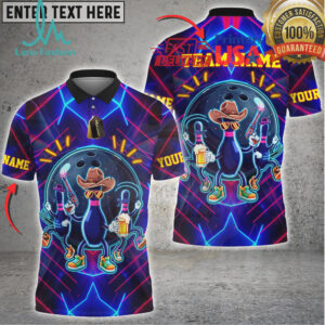 Bowling Neon Cowboy Party Bowling Style Multi Options Personalized Name, Team Name Unisex 3D Shirt