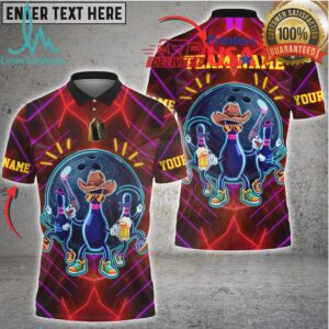 Bowling Neon Cowboy Party Bowling Style Multi Options Personalized Name, Team Name Unisex 3D Shirt